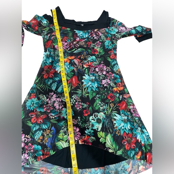 ELENA KATTAN Floral Cold Shoulder mesh Print Tunic Size S - Picture 7 of 8